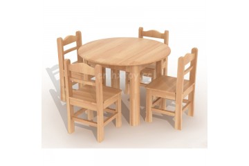 幼儿园木质班级家具榉木圆形桌子