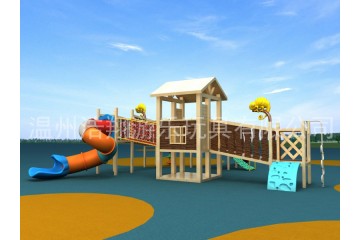 浩翔幼儿园户外大型玩具塑木质滑梯游乐设备