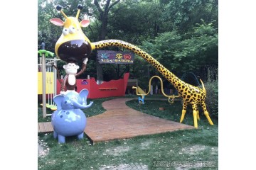 玻璃钢长颈鹿拱门雕塑 儿童乐园卡通动物摆件