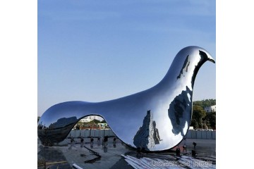 广场不锈钢平鸽雕塑景观 大型镜面鸽子摆件