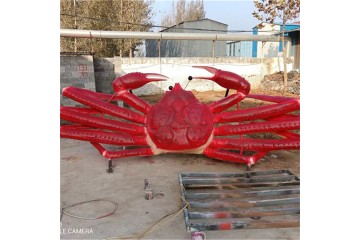 大型红色螃蟹雕塑加工定做，玻璃钢仿真大螃蟹雕塑大全